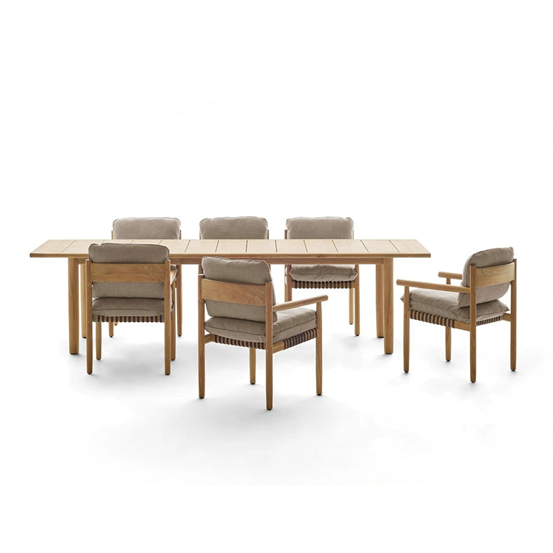 Outdoor tables and chairs courtyard waterproof and sunscreen casual solid wood dining table and chairs furniture outdoor rattan chair combination custom