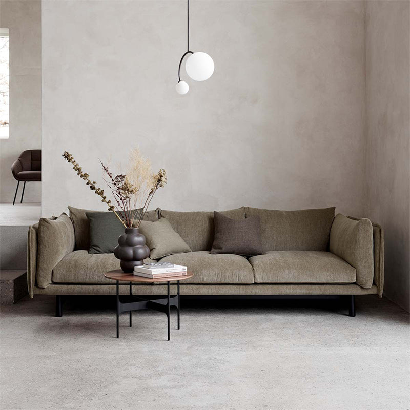 Light luxury small apartment living room simple modern fabric industrial style three-person straight sofa