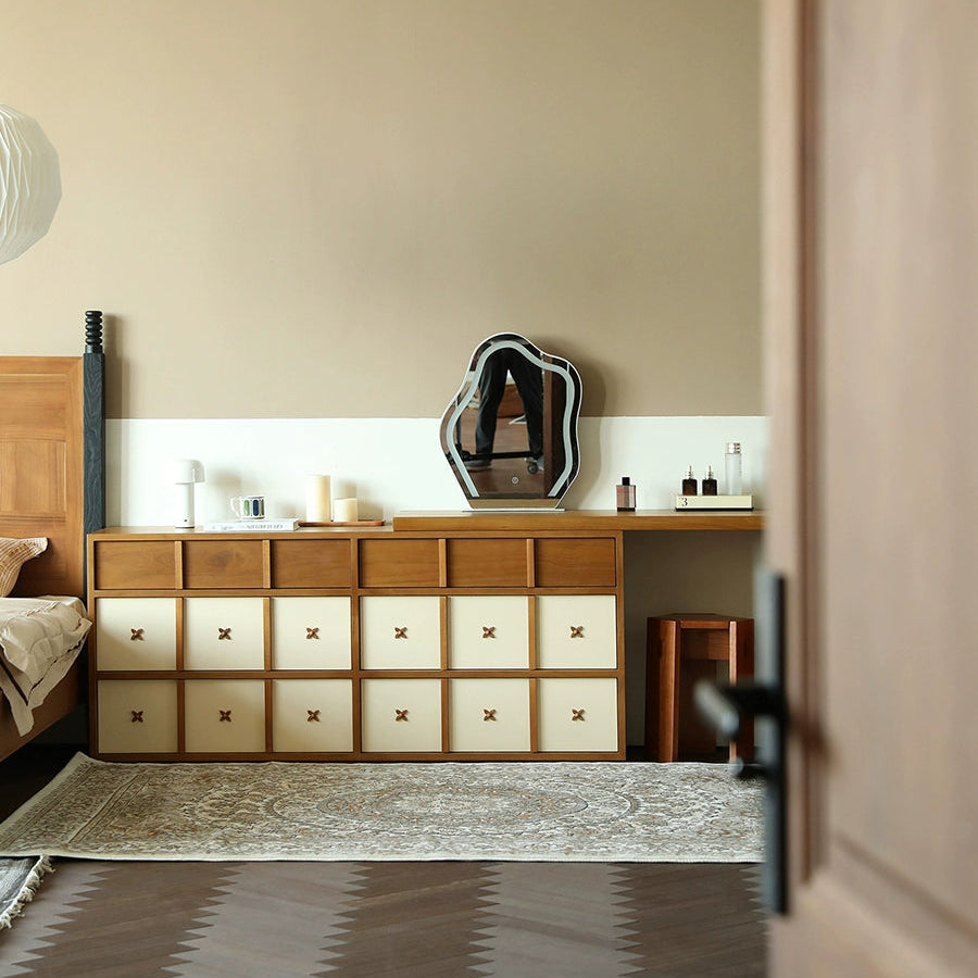 Solid wood retro dresser corner simple bedroom end of bed dressing table