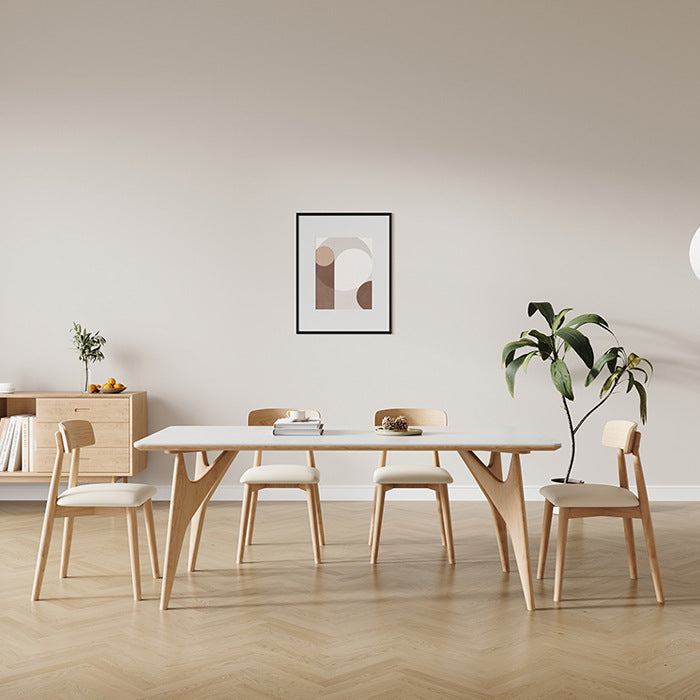 Solid wood rock slab dining table and chairs Small apartment household modern simple dining table custom