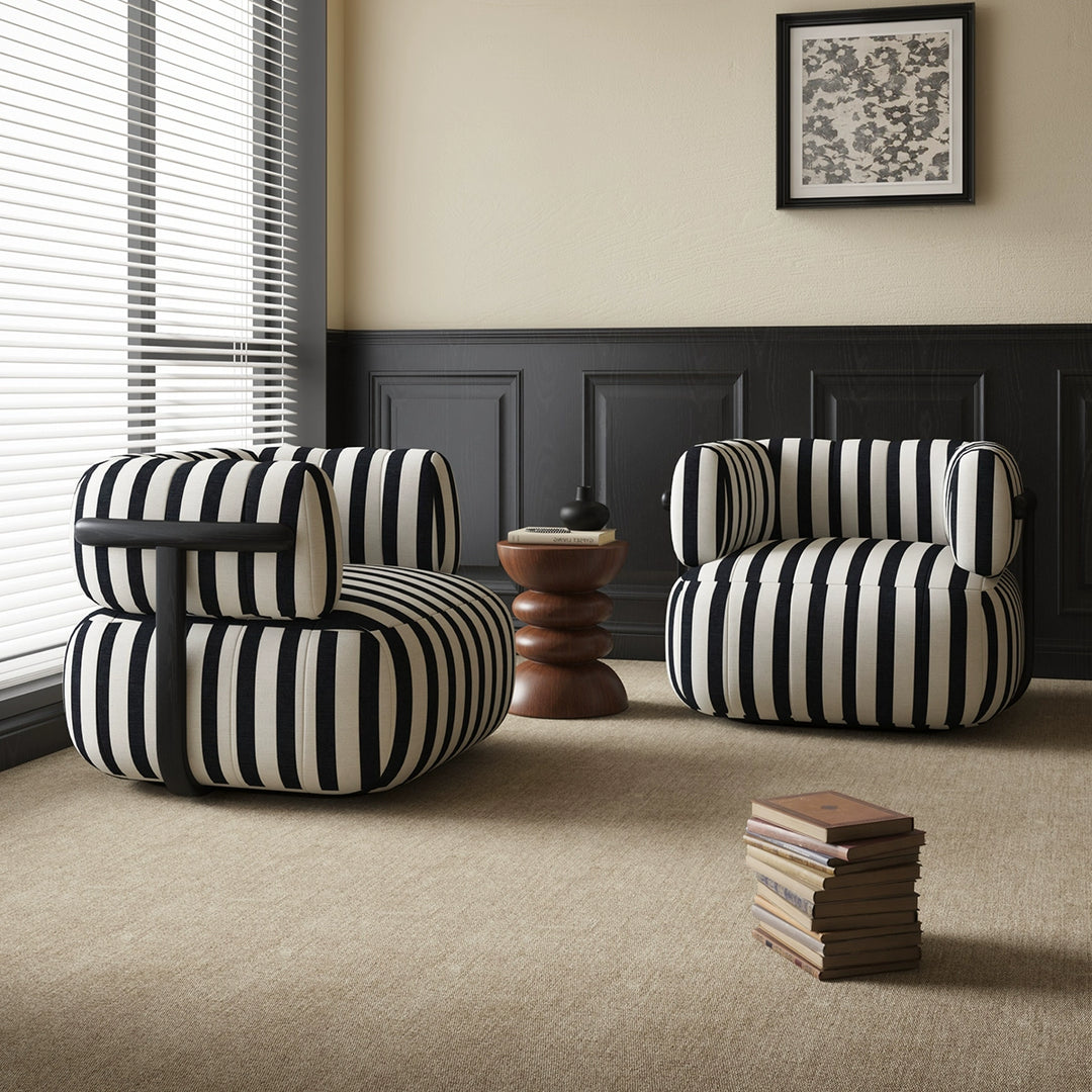 Medieval style designer small apartment striped premium balcony single sofa chair living room leisure creative B & B retro