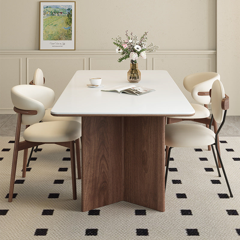 Solid wood rock slab dining table modern simple full support rectangular household custom