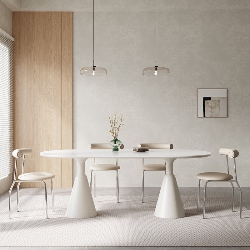 Slate dining table Modern simple household oval high-end dining table custom