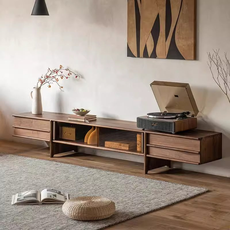 Solid wood TV cabinet Modern simple living room floor cabinet Antique light luxury wall floor cabinet