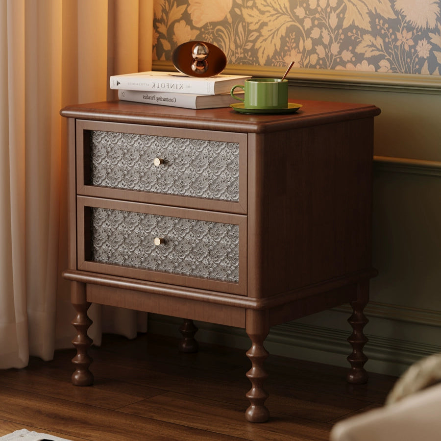 Retro bedside table Solid wood small storage cabinet Black medieval storage small cabinet Household bedroom bedside cabinet