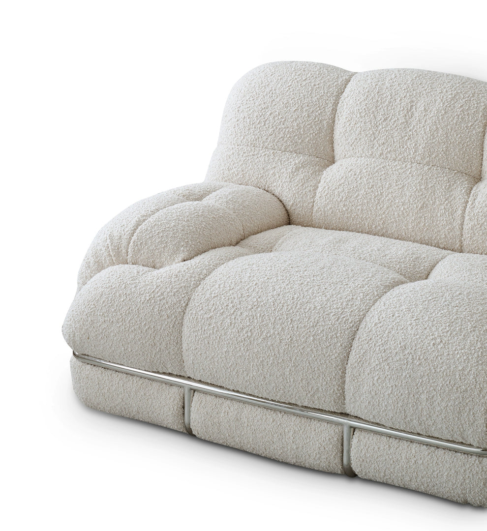 Sofa cream designer simple modern living room straight row three light fabric sofa