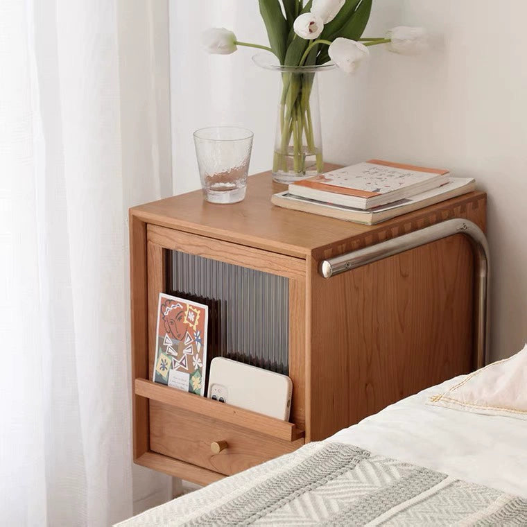 Suspended bedside table Storage cabinet Simple solid wood small bookcase Sofa side cabinet Bedside cabinet Locker custom