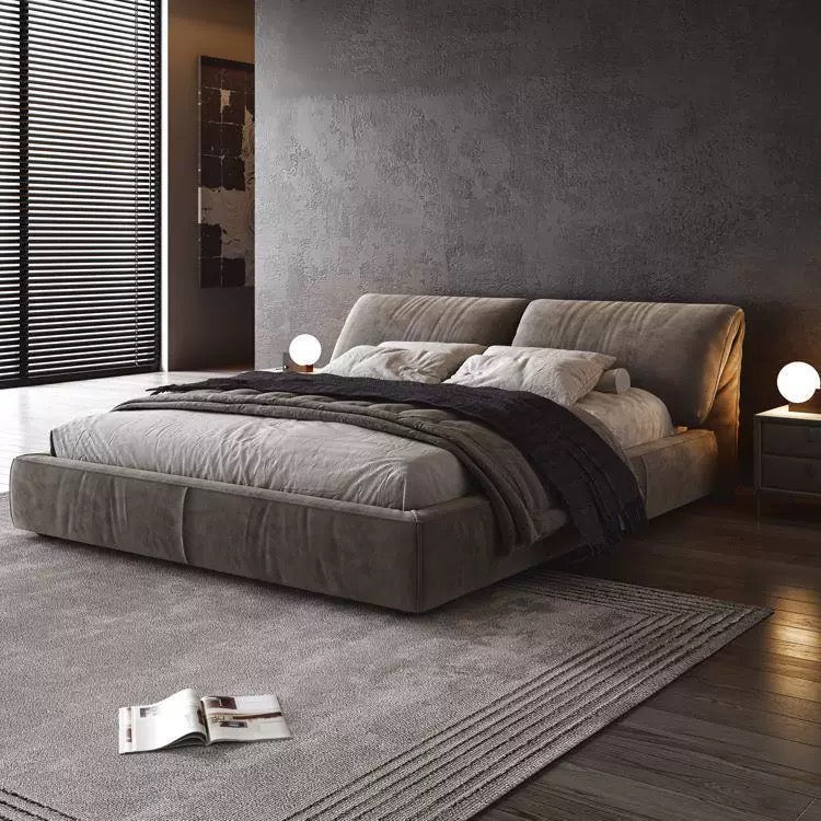 Modern simple light luxury master bedroom soft bag matte cloth double bed