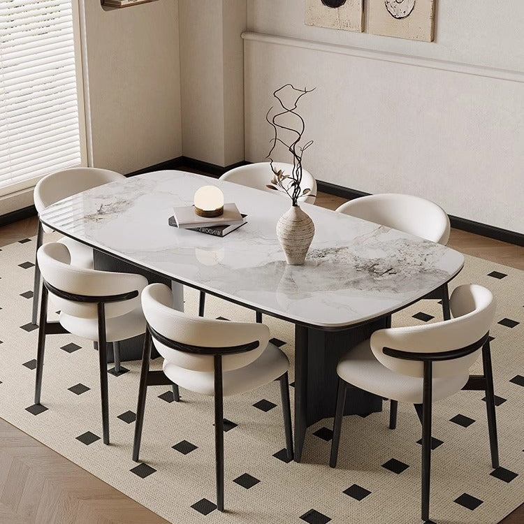 Solid wood rock slab dining table and chairs modern minimalist rectangular dining table home retro custom