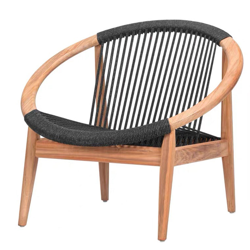 Outdoor rattan sofa single solid wood rattan chair casual lazy balcony waterproof and sunscreen coffee table combination