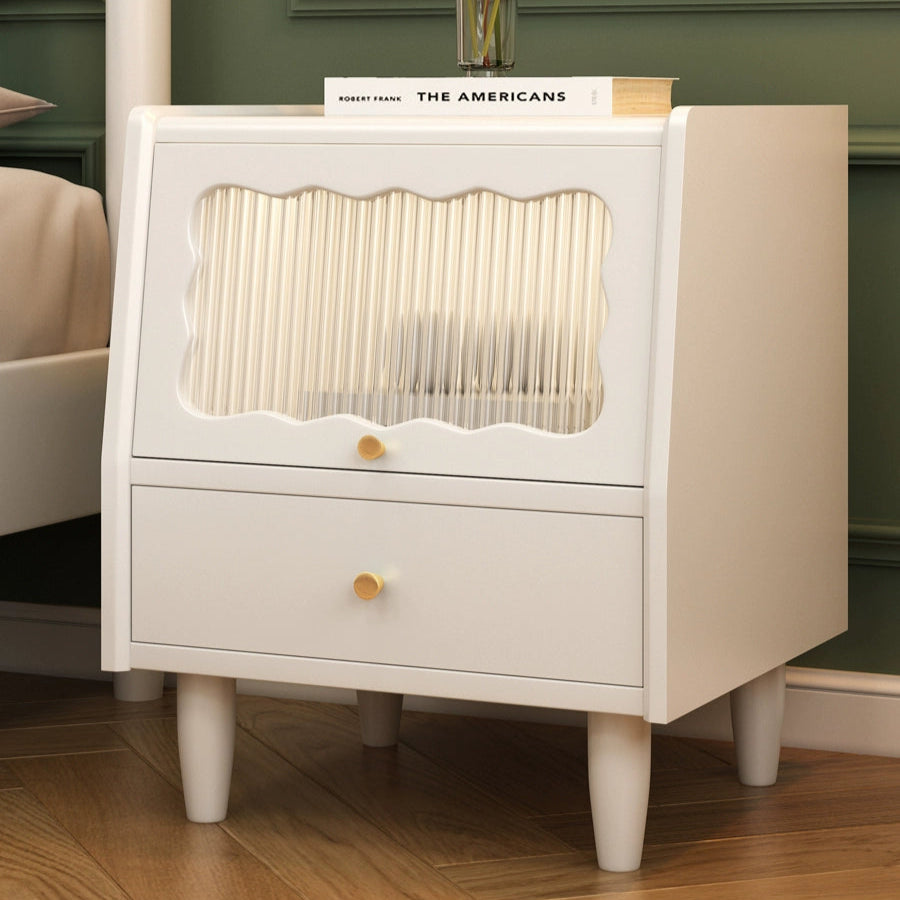 Bedside table Solid wood retro bedroom storage table Rattan small cabinet Small bedside locker