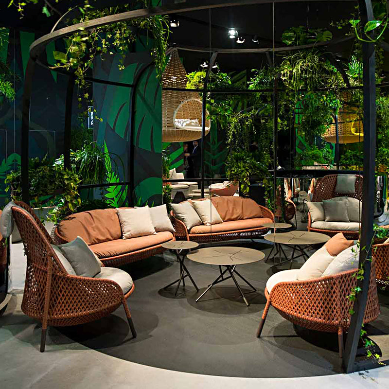 Outdoor sofa courtyard garden lazy creative sunscreen rattan chair designer single double sofa coffee table combination
