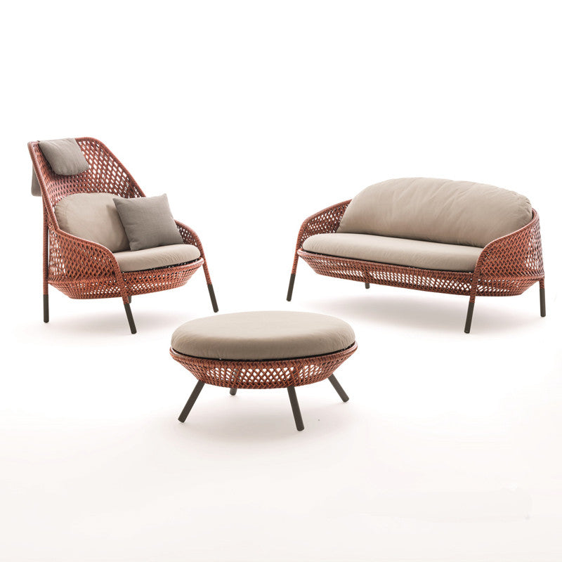 Outdoor sofa courtyard garden lazy creative sunscreen rattan chair designer single double sofa coffee table combination