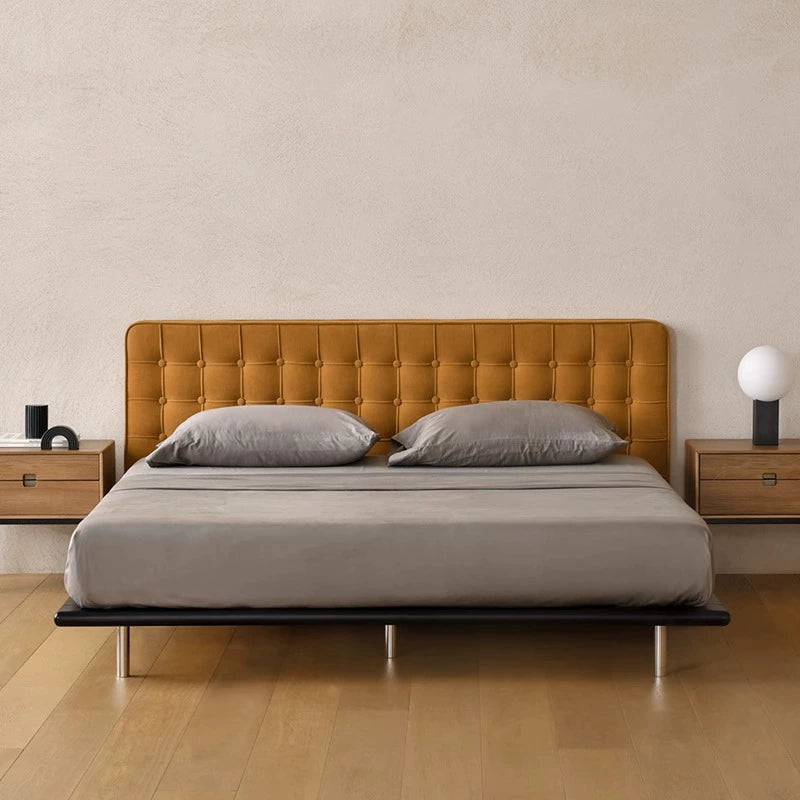 Simple solid wood bed fabric bed custom