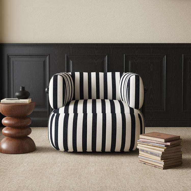 Medieval style designer small apartment striped premium balcony single sofa chair living room leisure creative B & B retro