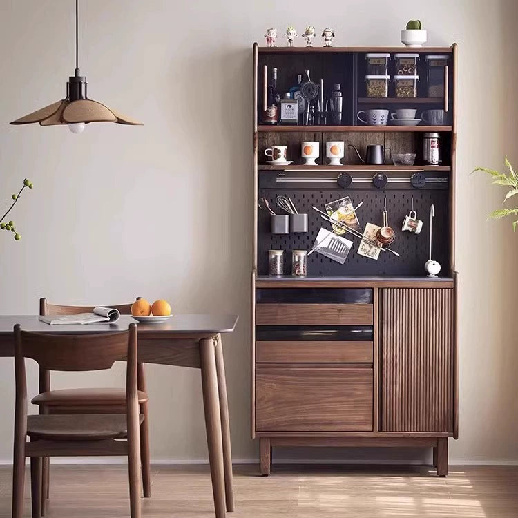 Retro solid wood dining side cabinet large capacity kitchen cabinet modern simple wine cabinet locker customization