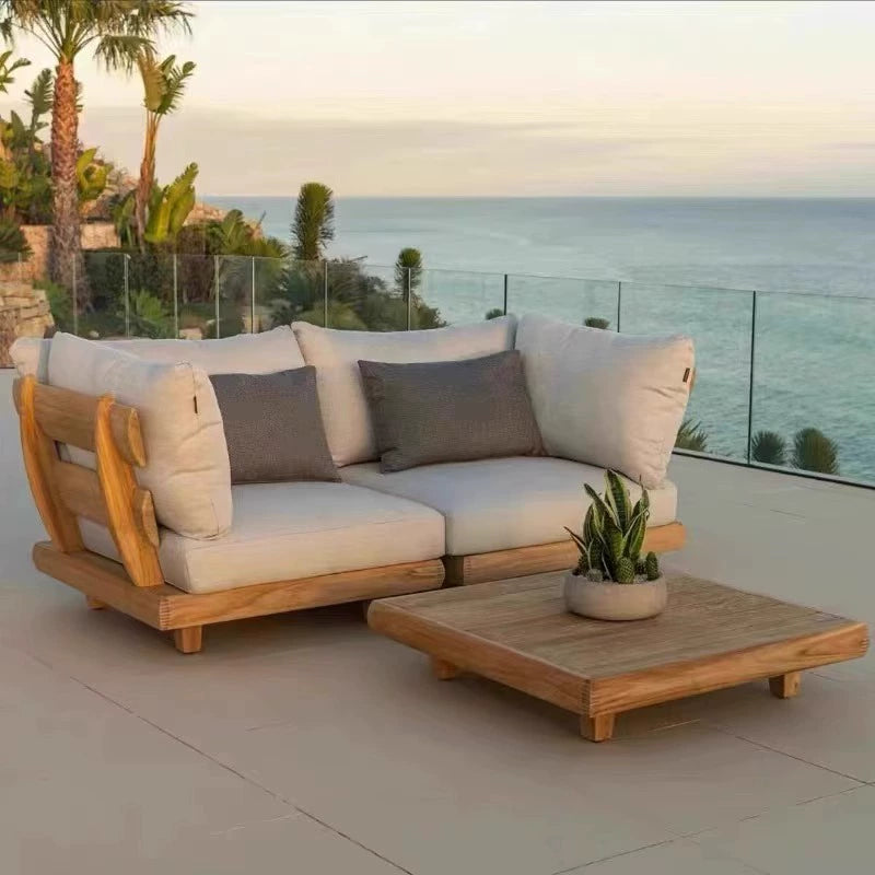Villa open-air outdoor sofa combination outdoor courtyard garden solid wood furniture custom