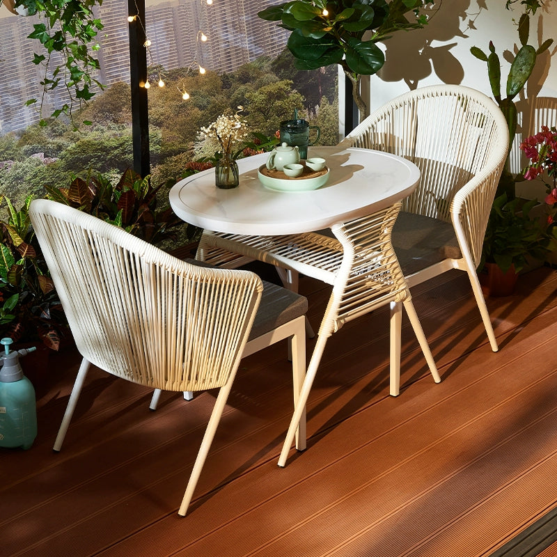 Balcony tea table and chair combination simple leisure outdoor courtyard open-air household coffee table indoor creative small rattan chair