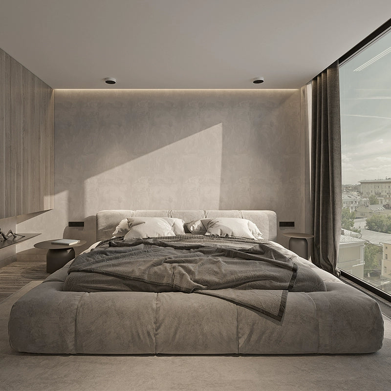 Master bedroom bed light luxury fabric bed modern simple customization