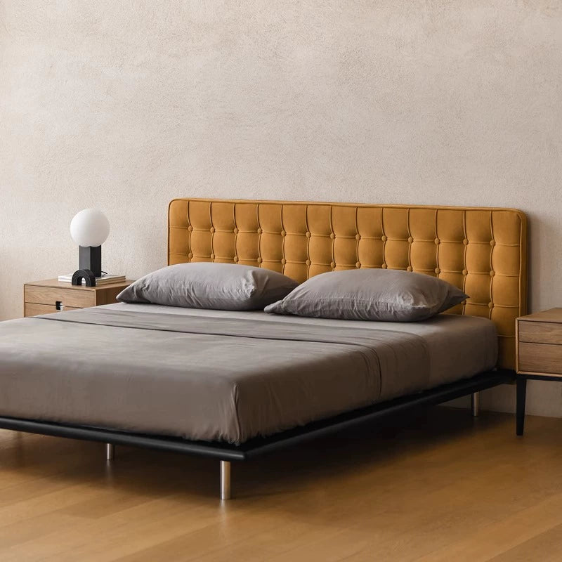 Simple solid wood bed fabric bed custom
