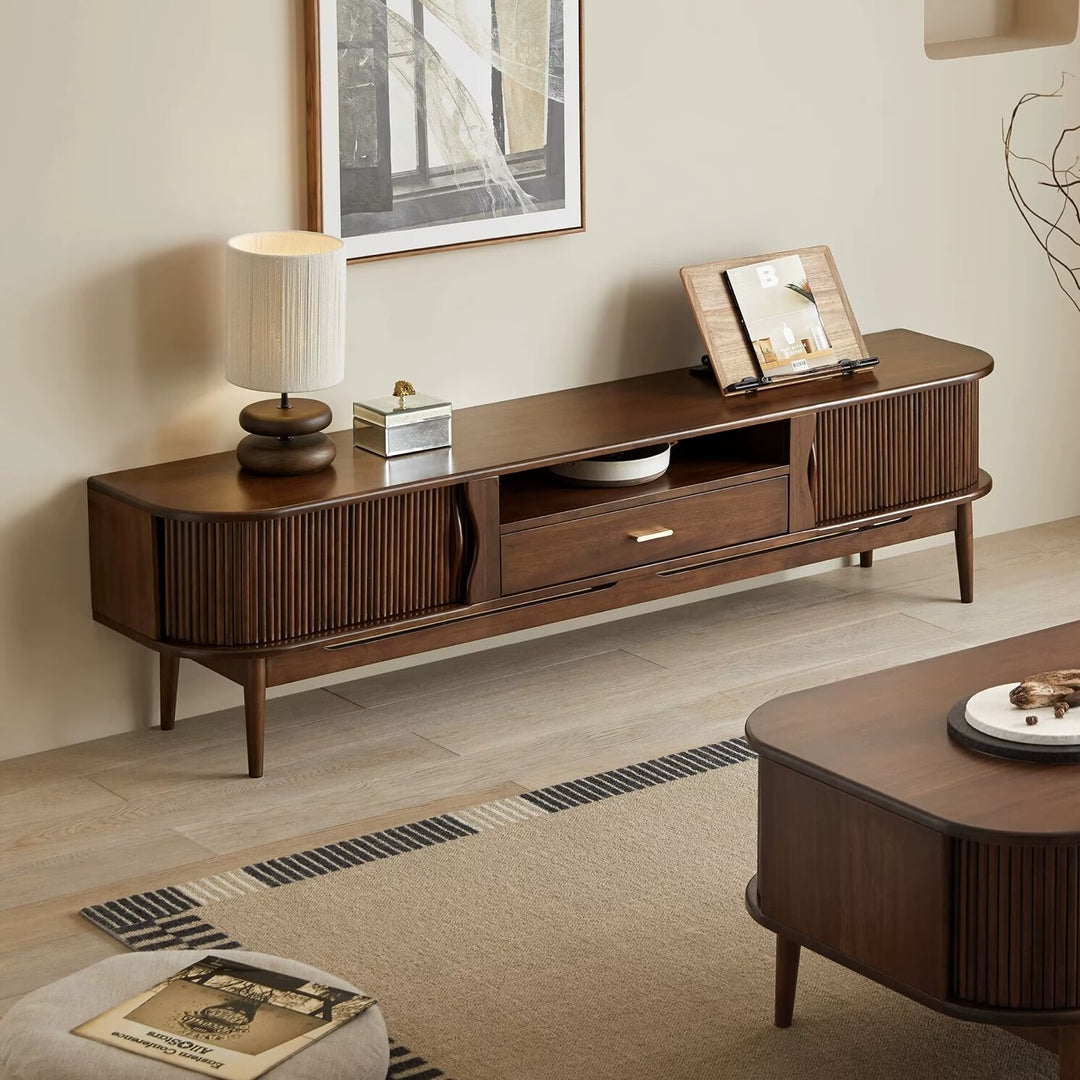 Solid wood TV cabinet living room coffee table combination storage locker retro furniture