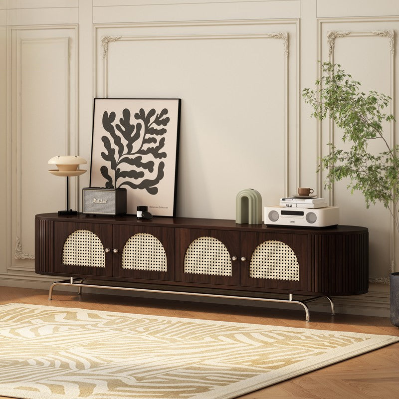 Solid wood rattan TV cabinet Locker Living room TV cabinet Household custom