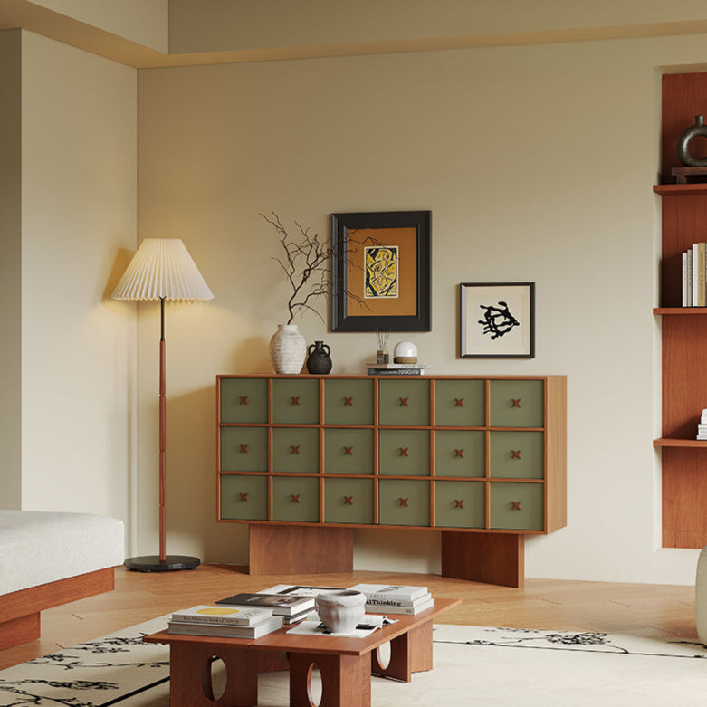 Medieval solid wood design TV cabinet retro wood color modern simple living room high floor cabinet