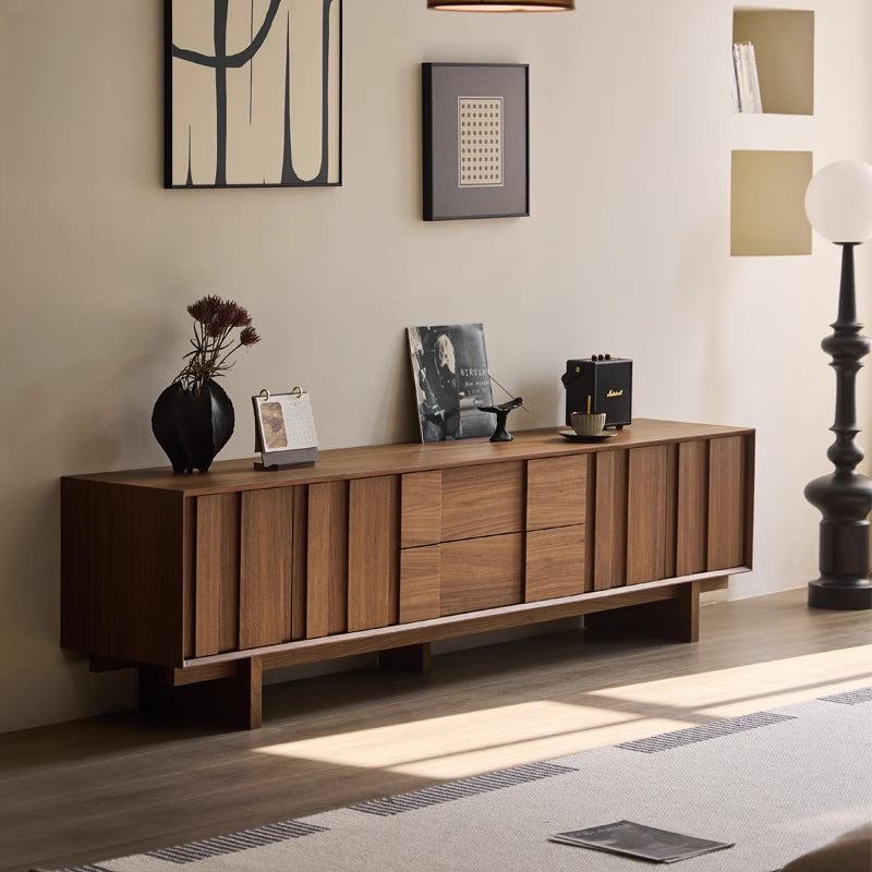 Solid wood floor TV cabinet coffee table combination medieval retro living room storage locker integration