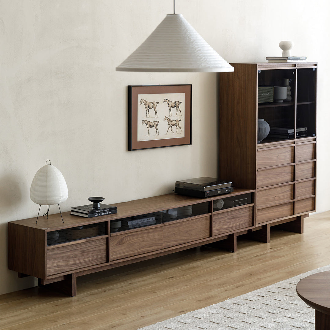 Solid wood TV cabinet living room audio-visual cabinet retro vertical cabinet custom