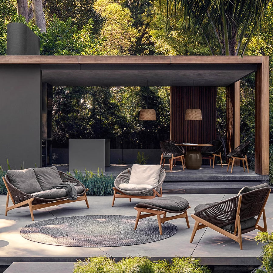 Leisure solid wood rattan sofa outdoor single villa courtyard furniture garden balcony waterproof and sun protection combination