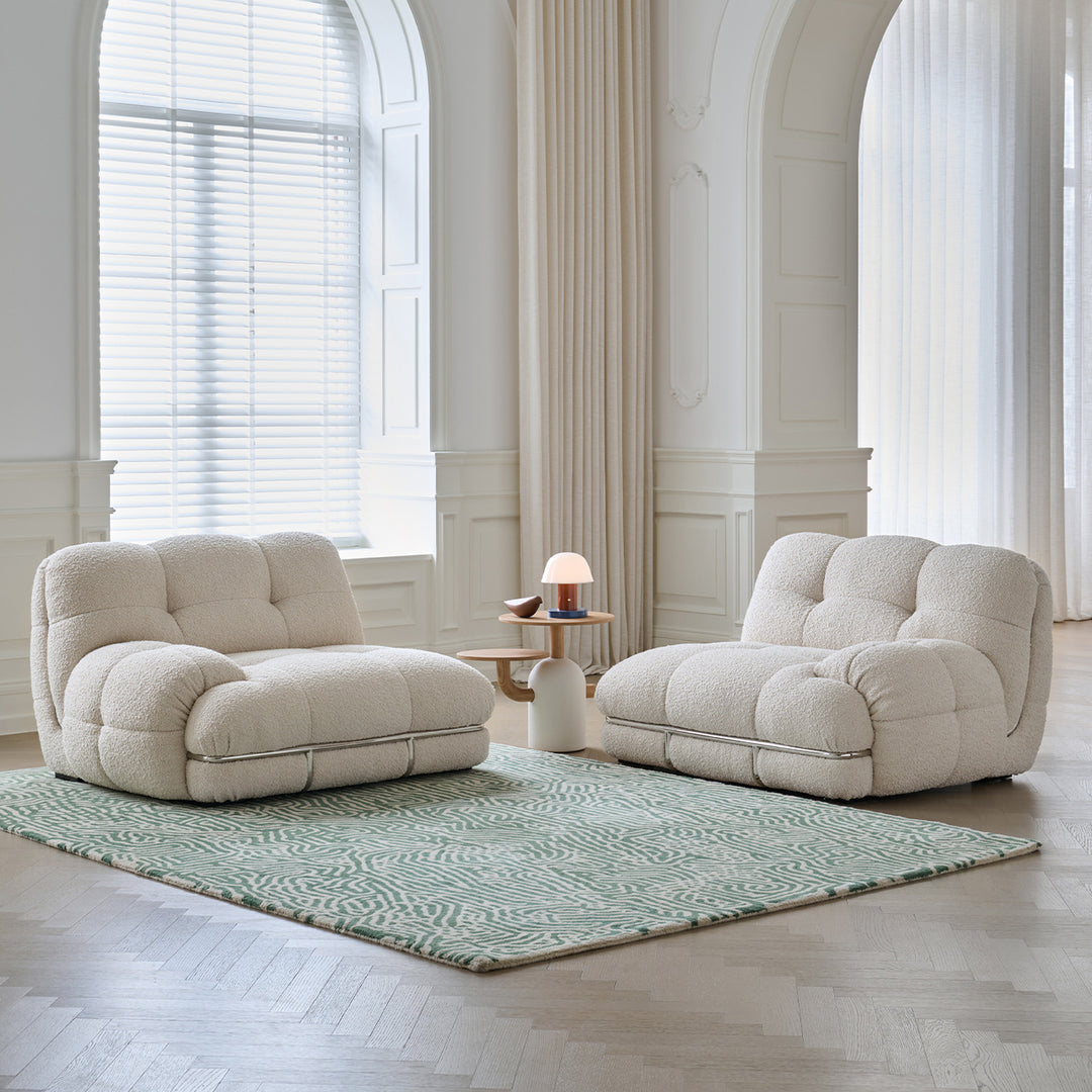 Sofa cream designer simple modern living room straight row three light fabric sofa