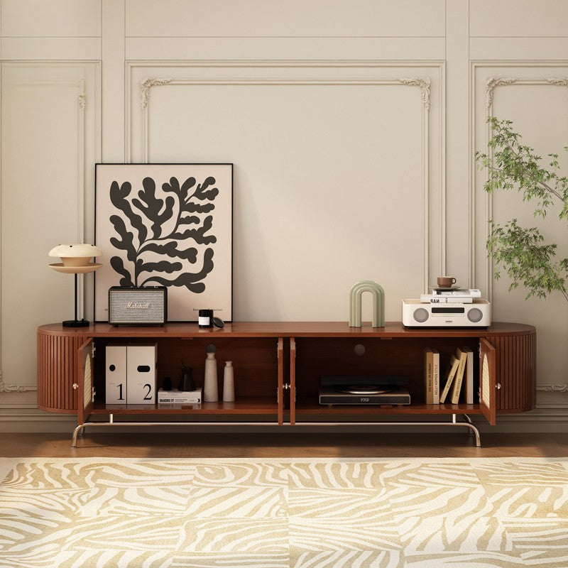 Solid wood rattan TV cabinet Locker Living room TV cabinet Household custom