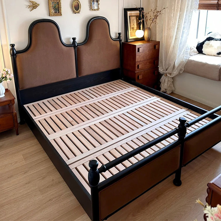 Retro solid wood soft bag master bedroom double bed soft bag storage bed