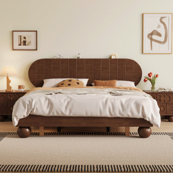 Retro solid wood bed medieval master bedroom simple bed modern double bed