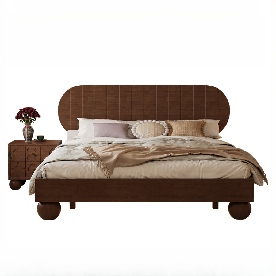 Retro solid wood bed medieval master bedroom simple bed modern double bed