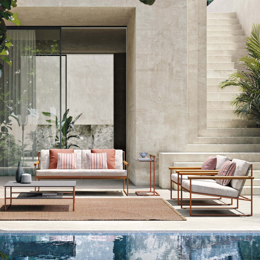 Balcony small table and chair three-piece combination coffee table outdoor restaurant table rattan sofa leisure terrace milk tea coffee shop custom