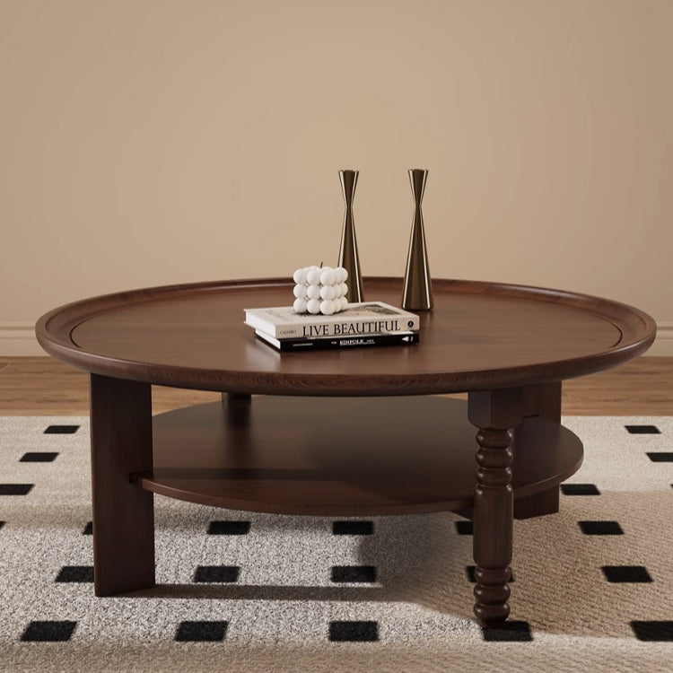 Retro solid wood coffee table round tea table small table living room coffee table new custom