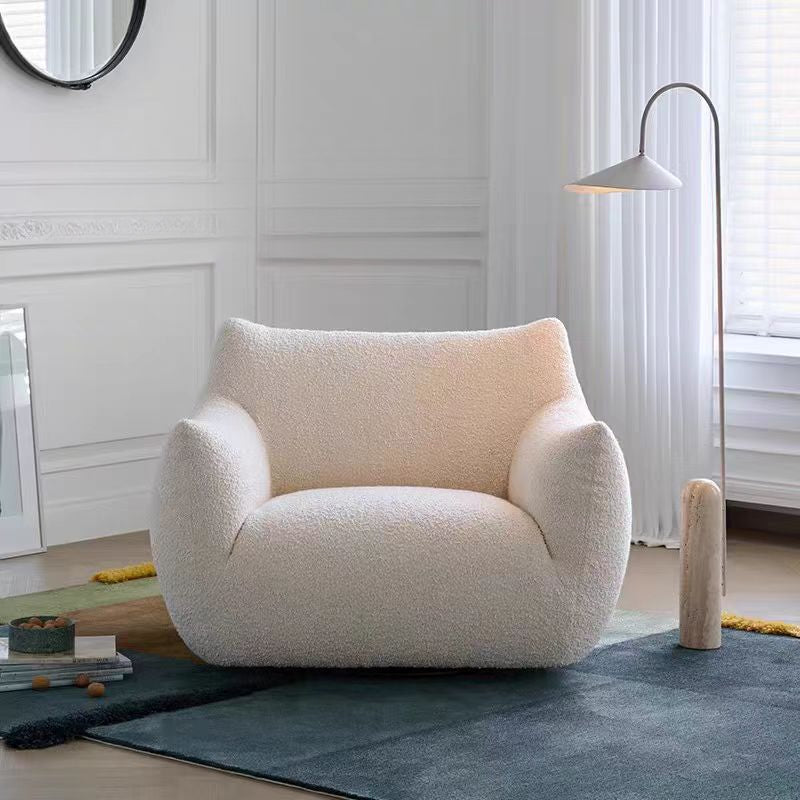 Cream style lamb wool single sofa cat designer style retro lounge chair