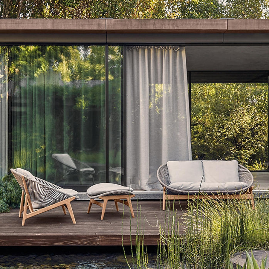 Leisure solid wood rattan sofa outdoor single villa courtyard furniture garden balcony waterproof and sun protection combination