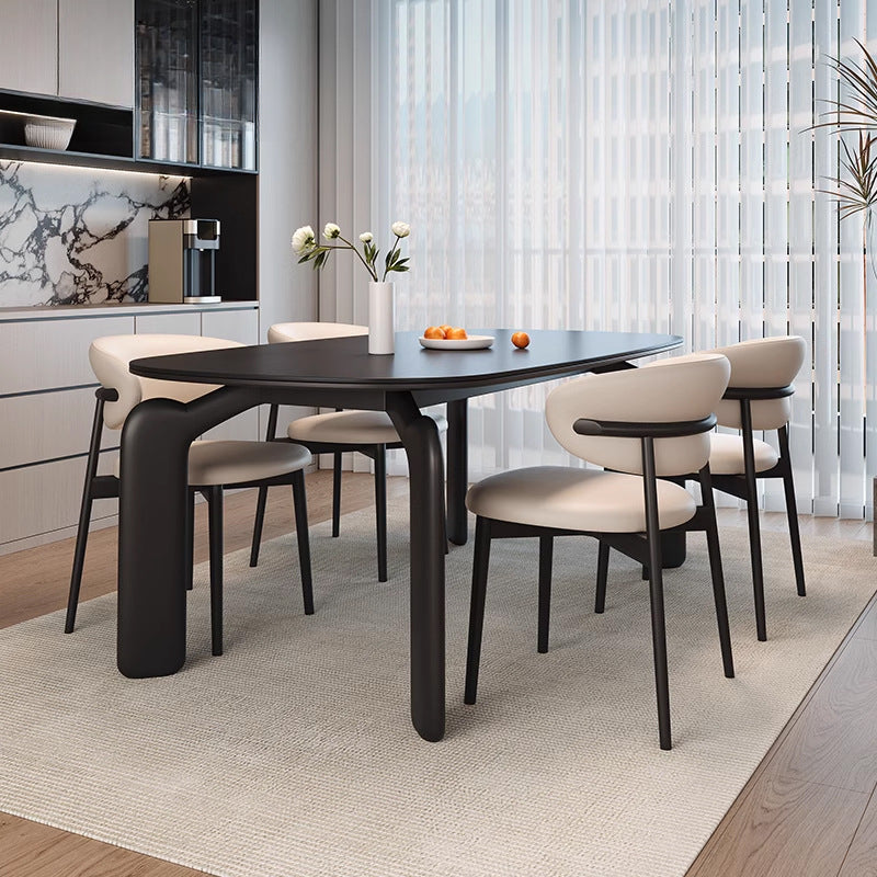 Rock slab dining table Minimalist eating table Light luxury household full support Rectangle dining table and chair combination Customized