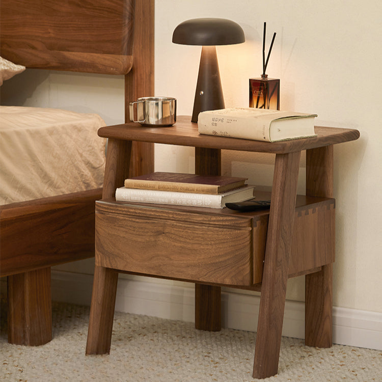 Bedside table, drawer, solid wood sofa side cabinet, shelf side table custom