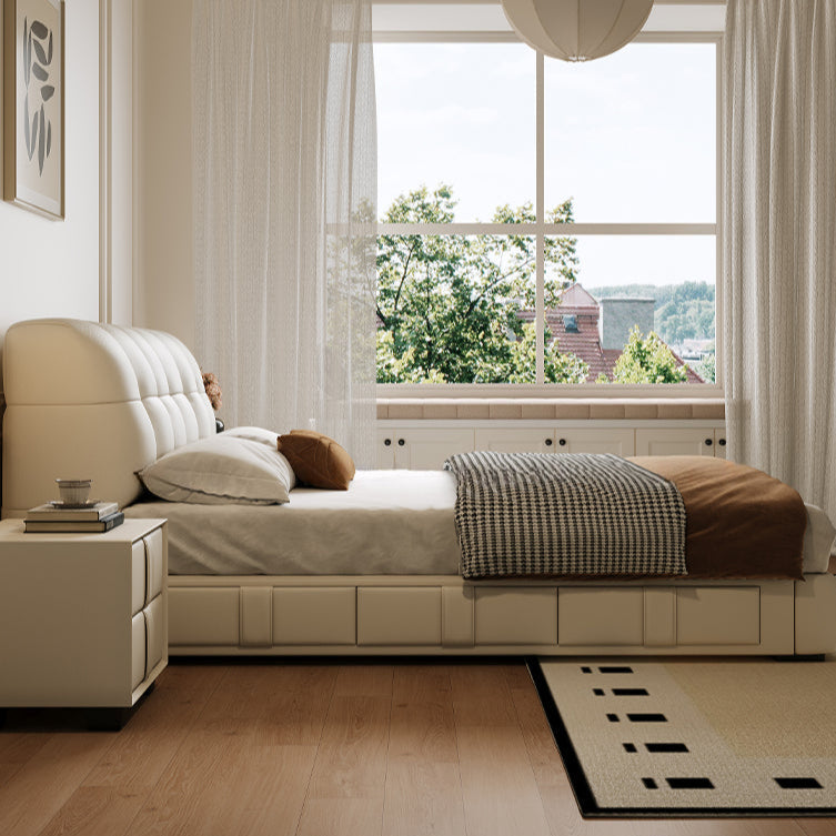 Home bed Master bedroom double bed Modern simple leather storage bed