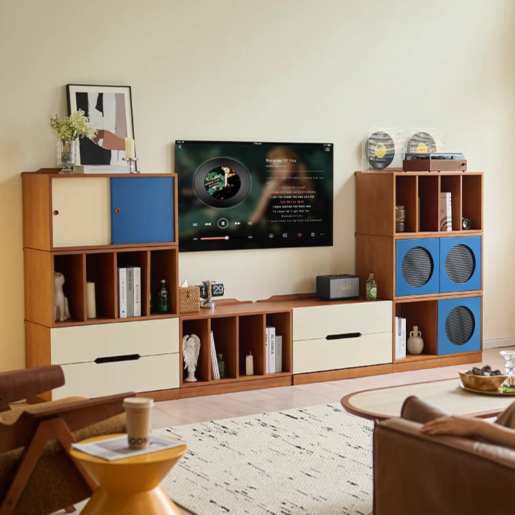 Solid wood TV cabinet living room retro storage cabinet locker custom