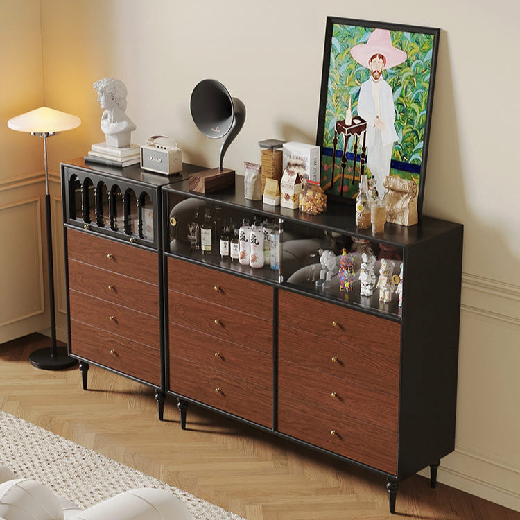 Medieval all-solid wood chest, bedroom retro storage storage cabinet, French living room side cabinet, color matching design, bedside cabinet