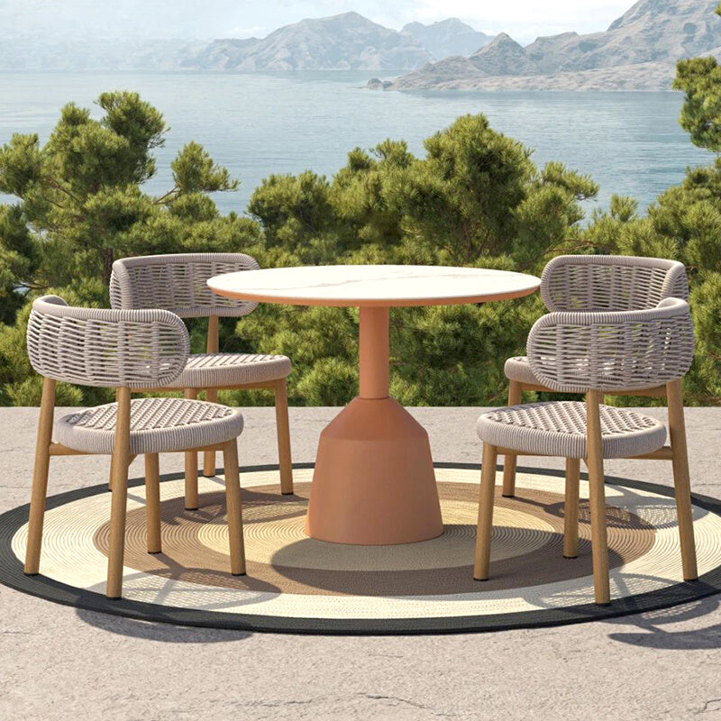 Outdoor tables and chairs gazebo rattan furniture waterproof model room designer hotel villa balcony leisure round table and chairs