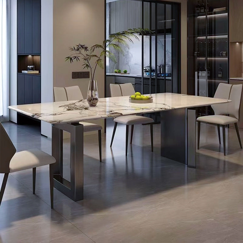 Light luxury dining table marble modern simple combination rectangular eating table restaurant dining table chair custom