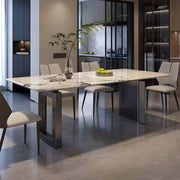 Light luxury dining table marble modern simple combination rectangular eating table restaurant dining table chair custom