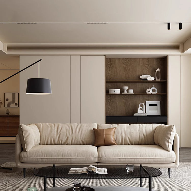 Sofa minimalist three-person straight row small apartment living room medieval retro fabric