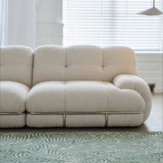 Sofa cream designer simple modern living room straight row three light fabric sofa