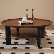 Retro solid wood coffee table round tea table small table living room coffee table new custom